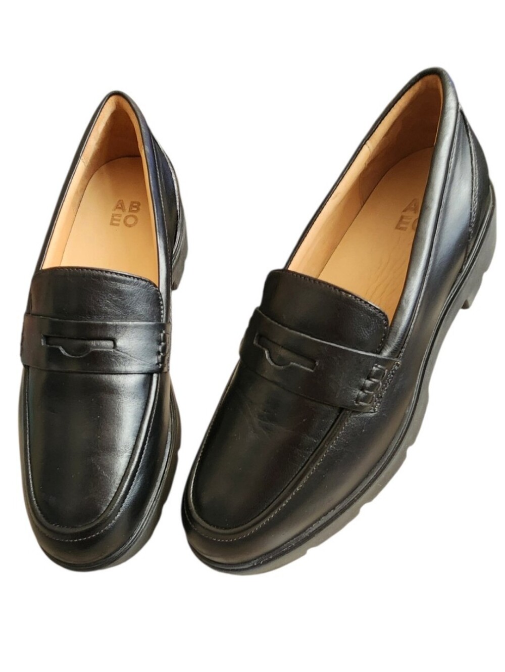 ABEO Boulevard Black Leather Orthotic Penny Loafers Size 8 Like New Never Worn!